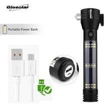 Énergie solaire de sécurité lampe de poche LED 3W Marteau lampe torche avec Power Bank